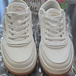 Women Reebok White and Tan Sneakers